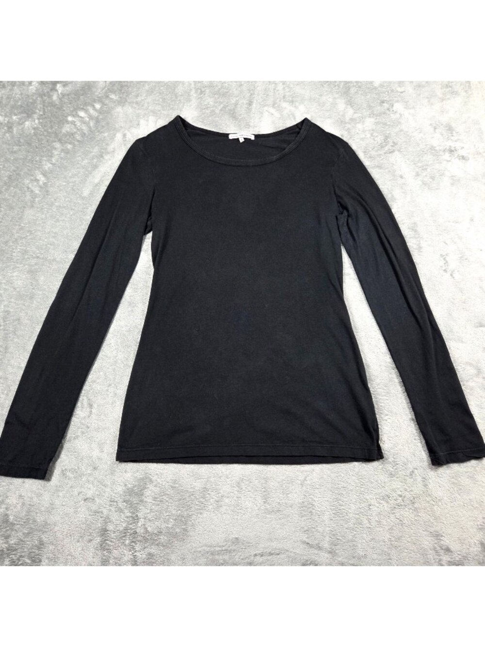 Standard James Perse Top Womens Small 1 Black Long Sleeve Boat Neck Tee Capsule